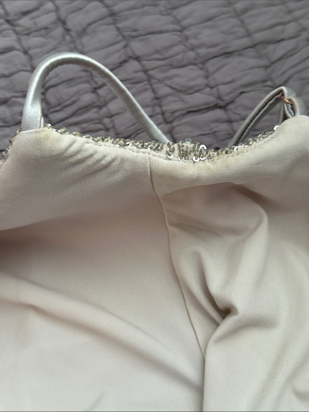 Nookie Lovers Nothings Sequin Spaghetti-Strap Evening Gown in Silver size small. - Picture 12 of 16